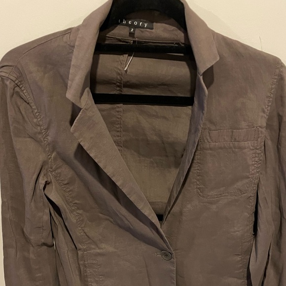 Theory Linen Lightweight Blazer Jacket With Button Closure Size 2 - Picture 3 of 10